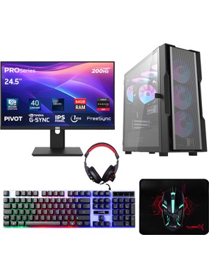 Turbox Xeon E5 2680 V2 Çift Cpu 40 Çekirdek 64GB 512GB Nvme RX580 24.5 200Hz Workstation Oem Paket