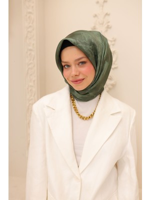 Silk Home Kadın Seramik Yeşil Bulut Desen Parlak Shiny Eşarp 75002-48