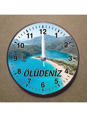 Bsb Ölüdeniz Temalı Magnet Saat Buzdolabı Süsü Duvar Saati 10,5cm MS2038