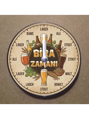 Bsb Bira Temalı Magnet Saat Buzdolabı Süsü Duvar Saati 10,5cm MS9004