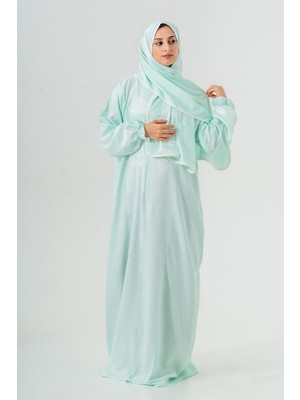 Tulteks Kadın Fermuarlı Tek Parça Nakış Detaylı Namaz Elbisesi - Ramazan, Hac ve Umre Elbisesi