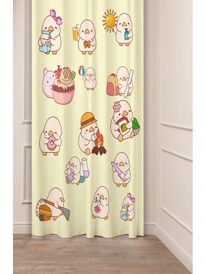 Greendecor Sevimli Hayvan Özel Tasarım Desenli Dijital Baskılı (Tek Kanat) Çocuk Odası Modern Fon Perde