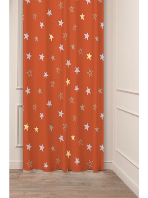 Greendecor Çoçuk Yıldız Desen Özel Tasarım Desenli Dijital Baskılı (Tek Kanat) Çocuk Odası Modern Fon Perde