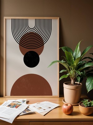 Fuart.Co Boho Geometri Kahve Bohem Serisi Duvar Posteri Dijital Baskı (Çerçevesiz) Hbfu