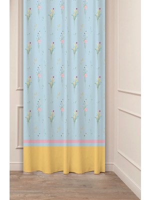 Greendecor Özel Tasarım Çiçek Yaprak Antik Çizgi Etnik Desenli Dijital Baskılı (Tek Kanat) Modern Şık Fon Perde