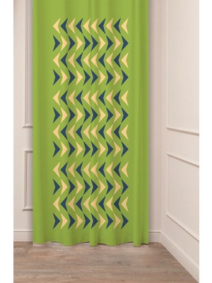 Greendecor Geometrik Çizgi Şekiller Özel Tasarım Desenli Dijital Baskılı (Tek Kanat) Modern Şık Fon Perde