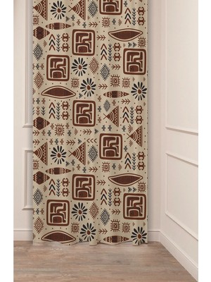 Greendecor Bohem Etno Hippy Desenli Dijital Baskılı Fon Perde (Tek Kanat) Modern Tasarımlı Şık Renkli Fon Perde
