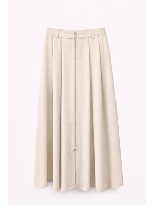 Mixray 4804 Kadın Pileli Fermuarlı Etek Taş