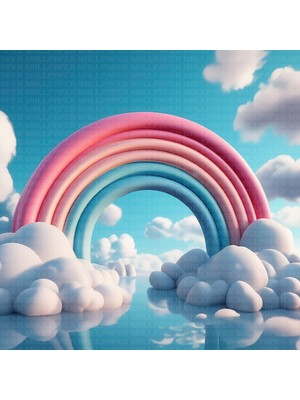 Gökkuşağı ve Bulutlar Çocuk Odası Poster Duvar Kağıdı