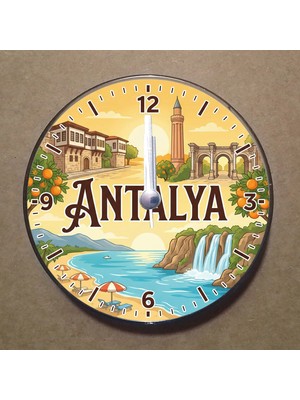 Bsb Antalya Temalı Magnet Saat Buzdolabı Süsü Duvar Saati 10,5cm MS1013