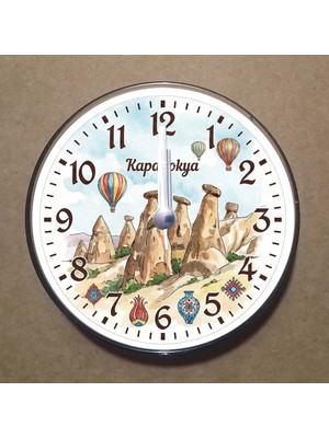 Bsb Kapadokya Temalı Magnet Saat Buzdolabı Süsü Duvar Saati 10,5cm MS2024