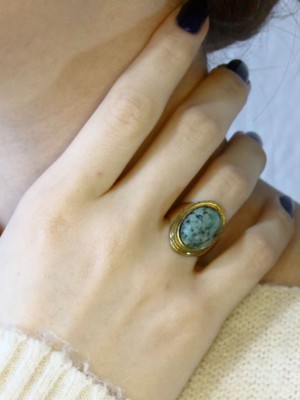 Esha Doğal Taş Hint Firzue Doğal Taşlı Ayarlanabilir Kadın Yüzük EUY1HF