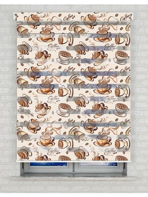 BRIGHTCOVER Fincan Coffee Baskılı Zebra Perde - Gece Gündüz Kullanıma Uygundur - Mutfak Perdesi | Kokusuz Mürekkeple Basılmış  Zebra Perdeler ile Sende Tarzını Yansıt! | 1 Dakikada Pratik Montaj