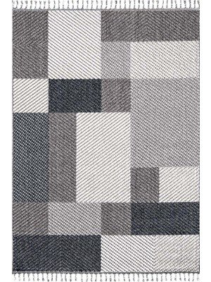 Halı Sepeti Enti Bukle 1403 Gri-Mavi Iskandinav Halı Kesme Yolluk Salon Halı Koridor Oturma Odası Halısı