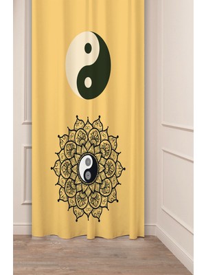 Greendecor Yin Yang Mandala Felsefi Hippi Iyilik Içinde Kötülük Kötülük Içinde Iyilik (Tek Kanat) Fon Perde