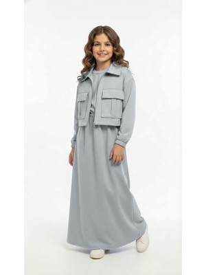 Pantulux Kız Çocuk Ceketli Etekli Takım Günlük Rahat Şık Tesettür KOMBIN-AÜT-2040-324