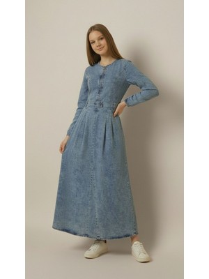 Pantulux Kız Çocuk Tesettür Uzun Kot Elbise Tam BOY-ELB-2052-9027