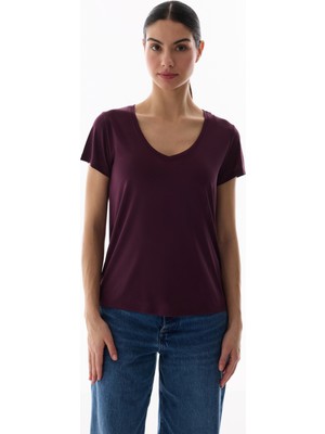 Penti Bordo Modal V Yaka Tişört