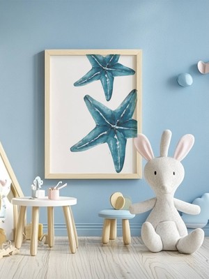 Fuart.Co Denizyıldızları Pembe Dijital Baskı Poster (Çerçevesiz)Sea World Poster Serisi Sefu