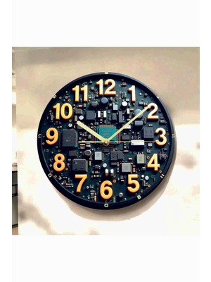 AA Shop Anakart Bilgisayar Renkli Baskı Desenli Sayılı Hediyelik Ahşap Sessiz Tablo Duvar Saati 698