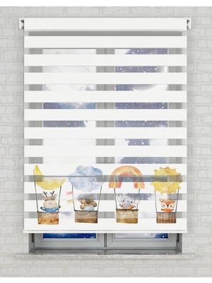 BRIGHTCOVER Gökkuşağı ve Güneş Baskılı Zebra Perde - Gece Gündüz - Bebek Odası Perdesi, Erkek Çocuk Odası Perde | Kokusuz Mürekkeple Basılmış  Zebra Perdeler ile Sende Tarzını Yansıt! | 1 Dakikada Pratik Montaj