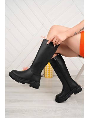 Zerenyus Axi Premium Fermuarlı Ortopedik Suya Dayanıklı Uzun Çizme Siyah