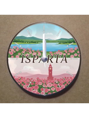 Bsb Isparta Temalı Magnet Saat Buzdolabı Süsü Duvar Saati 10,5cm MS1027