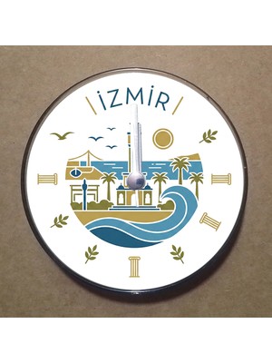 Bsb Izmir Temalı Magnet Saat Buzdolabı Süsü Duvar Saati 10,5cm MS1039