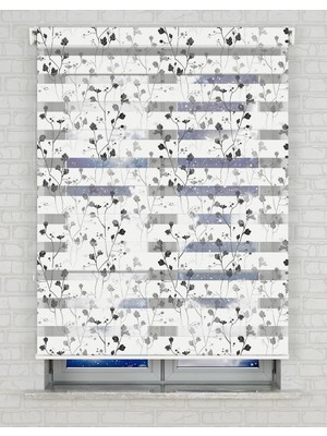 BRIGHTCOVER Gri Çiçekler Baskılı Zebra Perde - Gece Gündüz - Mutfak Perdesi, Salon Perdesi, Yatak Odası Perdesi | Kokusuz Mürekkeple Basılmış  Zebra Perdeler ile Sende Tarzını Yansıt! | 1 Dakikada Pratik Montaj