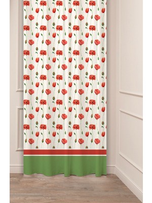 Greendecor Özel Tasarım Çiçek Yaprak Antik Çizgi Etnik Desenli Dijital Baskılı (Tek Kanat) Modern Şık Fon Perde