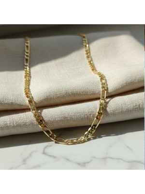 Lente Aksesuar Gold Figaro Zincir Kolye - 14K Altın Kaplama Nostaljik Lüks Kadın Kolye