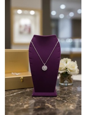 Megass Dekor Dubai Model Süet Kumaş Mor Renk 25/12 cm Kolye - Zincir Ayaklı Stand