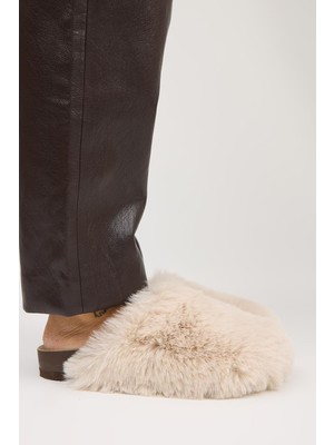 Manijero Gaye Kadın Peluş Düz Bej Terlik