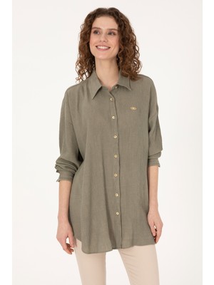 U.s. Polo Assn. Kadın Açık Haki Gömlek Desenli 50311917-VR183