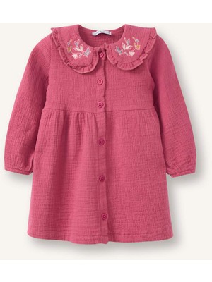 DeFacto Çiçekli Müslin Nakış Yakalı Elbise Kız Bebek G8141A526SP