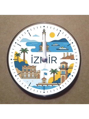 Bsb Izmir Temalı Magnet Saat Buzdolabı Süsü Duvar Saati 10,5cm MS1044
