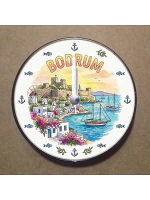 Bsb Bodrum Temalı Magnet Saat Buzdolabı Süsü Duvar Saati 10,5cm MS2013