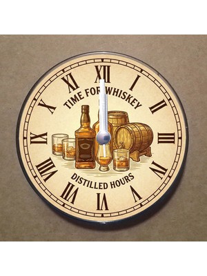 Bsb Viski Temalı Magnet Saat Buzdolabı Süsü Duvar Saati 10,5cm MS9002