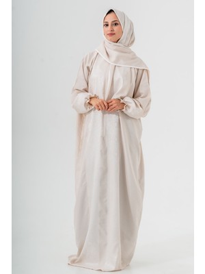 Tulteks Kadın Fermuarlı Tek Parça Nakış Detaylı Namaz Elbisesi - Ramazan, Hac ve Umre Elbisesi