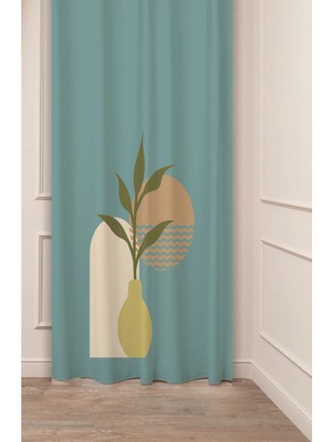 Greendecor Bohem Yaprak Desenli Özel Tasarımlı Dijital Baskılı Modren Tarz Modern Şık Tarz Fon Perde