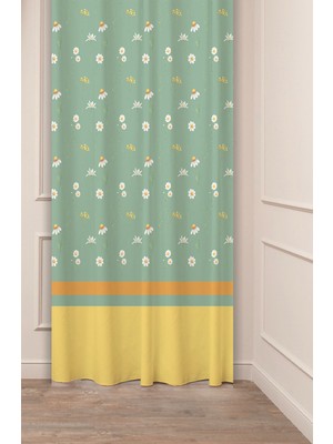 Greendecor Özel Tasarım Çiçek Yaprak Antik Çizgi Etnik Desenli Dijital Baskılı (Tek Kanat) Modern Şık Fon Perde