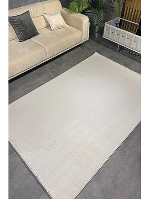 Halı Sepeti Luxess Bukle 1120 Krem Hav Toz Vermez Salon Halısı Kesme Halı Yolluk Kaymaz Taban Halı