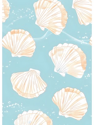 Fuart.Co Deniz Kabuğu Senfonisi Dijital Baskı Poster (Çerçevesiz)Sea World Poster Serisi Sefu