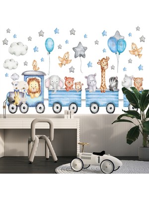 Trende Hayvanlar Yıldızlar Çocuk Odası Poster Duvar Kağıdı