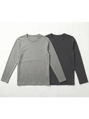 Maternel 2'li Yumuşak Dokulu Uzun Kollu Emzirme Üstü