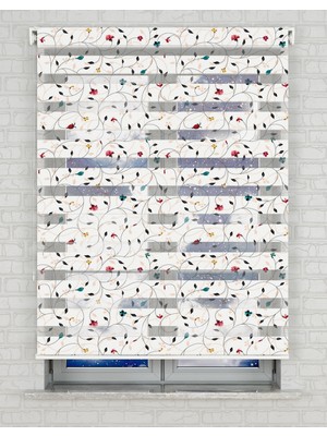 BRIGHTCOVER Ince Dallar Baskılı Zebra Perde - Gece Gündüz Kullanıma Uygundur - Mutfak Perdesi | Kokusuz Mürekkeple Basılmış  Zebra Perdeler ile Sende Tarzını Yansıt! | 1 Dakikada Pratik Montaj