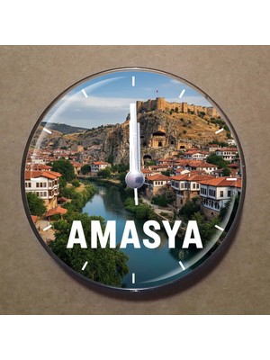Bsb Amasya Temalı Magnet Saat Buzdolabı Süsü Duvar Saati 10,5cm MS1004