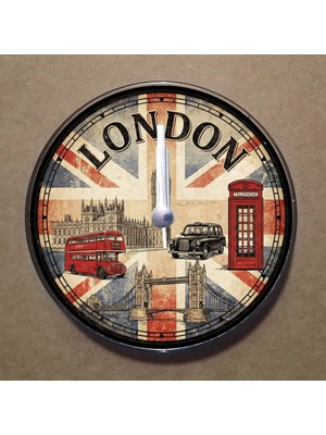 Bsb Ingiltere Temalı Magnet Saat Buzdolabı Süsü Duvar Saati 10,5cm MS3007