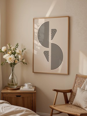 Fuart.Co Boho Simetri Siyah Bohem Serisi Duvar Posteri Dijital Baskı (Çerçevesiz) Hbfu