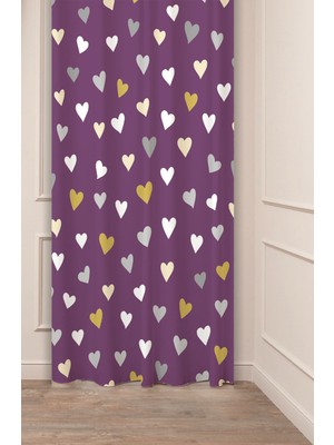 Greendecor Aşk Kalp Sevgi Sevimli Desenli Özel Tasarım Dijital Baskılı (Tek Kanat) Çocuk Odası Modern Fon Perde